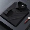 Herenjurken shirts bamboe vezel lange mouw mannen sociaal formeel zakelijk werk mode smart casual shirt voor man kleren gemakkelijke verzorging