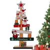 Kerstdecoraties Vintage houten desktopboom Diy Decoratieborden Plaque Classic Santa Claus Snowman