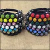 Шарм браслеты диско -шарики хрустальные шарики Женщины девочки обертывание бусинок веревочные цепь для мужчин мода Diy Jewelry Bk