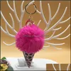 Key Rings Fashion Leopard Cone Fluffy Pompom Ice Cream Keychains Jewelry Cartoon Plush Pendant Women Car Keyfobs P383Fa Drop Delivery Dheod