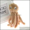 Key Rings Cute Animal Fluffy Pompom Octopus Plush Doll Keychain Women Bag Pendant For Kids Toys Fashion Accessories Gift Drop Delive Dhrcw