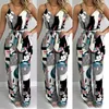 Kvinnors jumpsuits rompers 2023 Autumn Women Sexig Jumpsuit Casual ärmlös V Neck Loose Wide Leg Pants Passar Print PlaySuit Female Cl