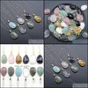 Konst och hantverk Natural Quartz Stone Pendant Halsband f￶r kvinnor L￤kande smycken Pendum Amazonite Labradorite Pink Crystal DHVT5