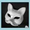 Party Masks Sell 200st Omålade tomma vita sexiga kvinnor Masquerade Mask Venetian Cat Animal Hand Cosplay Costume DIY SN799 Drop Del DhdSv