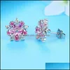 Earrings Necklace Cherry Blossom Jewelry Set Elegance Sakura Flower Pendant Stud For Bridesmaid Sets Giftz Drop Delivery Dhzw2