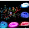 Led Neon Sign Flashing El Wire Lighting Lamp 1M 2M Flexible Battery Power Ribbon Light Cold Stage Props Strip 10 Colors Drop Deliver Otuic