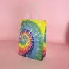 Present Wrap Style Kraft Paper Tote Bag Creative Football Tie-Dye Business Colorful Shopping Baggift