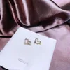Stud Earrings Korean Fashion Heart Gold Color Micro Paved Cubic Zirconia Women Jewelry