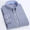 Men's Casual Shirts Stylish Men's Oxford Striped Shirt Fashion Regular Fit Button-down Collar Classic High Quality Soft