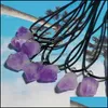 Arts And Crafts Natural Stone Amethyst Irregar Shape Pendant Charms Necklaces Reiki Healing Chakra Crystal Necklace For Women Jewelr Dhz0K