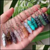 Искусство и ремесла Sier Gold Color Reiki Healing Natural Stane Pend Wire Wrap Hexagonal Amethysts Quartz Opal Pink Crystal Chacra pe dhk1u