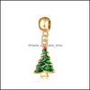 Charms Weihnachten Emaille Großes Loch Perlen Charm Baum Weihnachtsmann Girlande Glocke Anhänger Für Armband Modeschmuck Machen Drop Delive Otuhw