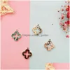 Charms 10st akryl Lucky Grass Fourleaved Clover Alloy Pendants Fit DIY örhängen Armbandsmycken Tillbehör FX401 Drop Delivery Fi DHPLW