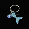 Konst och hantverk Fashion Drusy Druzy Key Rings Mermaid Scale Fishtail Keychain Fish Shimmery Chain For Women Lady Drop Delive Dhacn