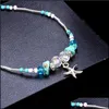 Anklets Vintage Sier Bohemian Beach Anklet Bracelet For Women Starfish Beads Crystal Stone Designer Jewelry Drop Delivery Dhsxn