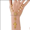 Charm Bracelets White Pearls Pendant Bracelet Jewelry Men Jesus Religious Rosary With Cross Bangle Women Gifts Dhs Q220Fza Drop Deliv Dhkqw