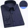 Men's Dress Shirts Plus Size Men Striped Fashion Long Sleeve Non-iron Formal Business Work Social Smart Casual Shirt For Man