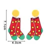 Dingle örhängen ljuskrona rolig söt akryl röda strumpor släpper för kvinnor blandar färger tryck långa modeparty smycken gåvor.