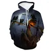 Herrtröjor 2023 Halloween Pumpkin Lantern 3D Printed Street Hip-Hop Hoodie Size XXS-6XL