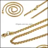 Chains Bk 18K Gold Plated For Women Men M Twisted Rope Choker Necklaces Jewelry Size 18 20 22 24 30 Inches 289 G2 Drop Delivery Penda Dhbj9
