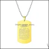 Pendentif Colliers Arabie Écriture Pour Femmes Hommes En Acier Inoxydable Dog Tag Perles Chaînes De Mode Bijoux Cadeau Drop Delivery Pendentifs Otgc5