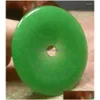 Hänge halsband certifikat kinesisk grön kvartsit jade big cirkel donut amet 35x35mm drop leverans smycken hängen dhu1e