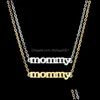 Pendant Necklaces High Quality Mommy Charm Necklace Bracelet Name Choker For Women Stainless Steel Moms Jewelry Accessories Mothers Dhwlm