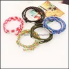 Beaded Strands Fashion Alloy Fish Hook Button Armband f￶r kvinnor Nylon Rope Armband Mtilayer Wrap Creative Pare Jewelry Drop Del DHZ0Q