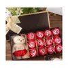 Cadeau cadeau 8 couleurs boîte d'ours rose petite fleur de savon pour la fête de la Saint-Valentin cadeaux de mariage1 livraison directe maison jardin festif sup Dhinh