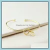 Charm Bracelets 26 Letters Open Adjustable Wire Cuff Bracelet Alphabet Heart Knot Bangle For Women Q348Fz Drop Delivery Jewelry Dh0Zk