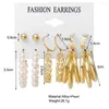 Boucles d'oreilles créoles à la mode couleur or argent cercle métal ensemble pour femmes filles géométrique grande perle ronde élégante boucle d'oreille bijoux