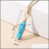 Sztuka i rzemiosło przewodowe zawijanie Naszyjnik Naturalny Kamień Opal Turquoises Kwarc Healing Reiki Crystal Pendum for Women Biżuteria DHCX5