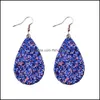 Dangle Lustre 10 Couleurs Paillettes Pu Cuir Boucles D'oreilles Bling Forme De Larme Anneaux D'oreille Pour Dames Femmes De Luxe Designer Jewelr Otwqj