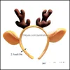 헤드 밴드 2021 New Merry Christmas Reindeer Antler Hair Hoop Kids Headband 헤드웨어 Hairbands Xmas 액세서리 드롭 Devive Otjrn