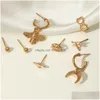 Stud Fashion Jewelry Earrings Set Animal Earring Dragonfly Bee Eye Moon Mtiple Ear Clip 8Pcs/Set Drop Delivery Dht6G