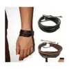 Andra armband kvinnor m￤n handv￤vd mode mtilayer l￤der fl￤tat rep armband armband smycken droppleverans otvok