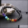 Charm Armband Natural Stone Yoga Beads Handmade fl￤tat reparmband 7 Chakra Justerbar handstr￤ng unisex smycken DHS B739S DRO DHLUK