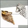 Pins Broschen Vintage Wolf Kopf Brosche Schmuck Gehobene Unisex Für Frauen Männer Tier Anzug Kragen Pin Schnalle Sammlung Broche Drop del Otpth