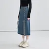 Jupes mode coréenne Denim longue pour femmes Y2k esthétique Vintage bleu taille haute avec ouverture de jambe Maxi jean jupe décontractée 2023