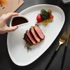 Plattor Nordic White Western Plate Creative Restaurant Steak Arrangement Straight Body Pasta Breakfast Tray Hushåll