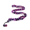 Perlé Strand 8Mm Naturel Violet Stripe Onyx Pierre Collier Bracelet Femmes À La Main Bohême Streach Classique Hommes Bijoux Cadeau Drop De Dh3Px