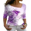 Vêtements de sport pull d'auto-culture femmes impression 3D motif de fleurs chemise col en v élégant tempérament à manches longues