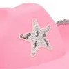 Berets Pink Cowgirl Hat Sparkling Sequins Trim For Halloween Dress Up Party Supplies