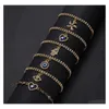 Pulseiras de charme Blue Evil Eye For Women Hand Heart Starfish Crystal Tennis Chain Bange Feminino J￳ias J￳ias Droga Deliver Ot1cm