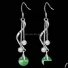 Dangle Chandelier Unique 925 Sier Beautif Long Earrings Lady Green Gems Holiday Party Gift Jewelry 3527 Q2 Drop Delivery Dhs3N