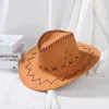 Berets 2023 Women Men Fashion Western Suede Cowboy Hat Wide Brim Jazz Felt Fedora Party Festival Fancy Dress Accessories