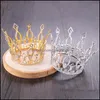 H￥rkl￤mmor Barrettes Vintage Rose Gold Round Crystal Wedding Tiara Queen Crown f￶r brudhuvudstycke Diaadem Prom Jewelry195b Drop D OT8IB