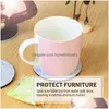 Mats Pads 8Pcs/Set Felt Cup Mat Pad Storage Box Bowl Mug Drink Coasters Round Protect Tool With Holder Table Placemats Drop Delive Dhtfv