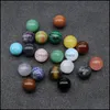 Konst och hantverk 20mm natursten Löst pärlor Amethyst Rose Quartz Turquoise Agate 7Chakra Diy Nonporous Round Ball Yoga Healing Gu Dhukg