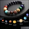 Beaded Strands Est Universe Eight Planets Natural Stone Beads Bracelet Galaxy Solar System Handmade Elastic Chakra Women Men Design Dhcxh